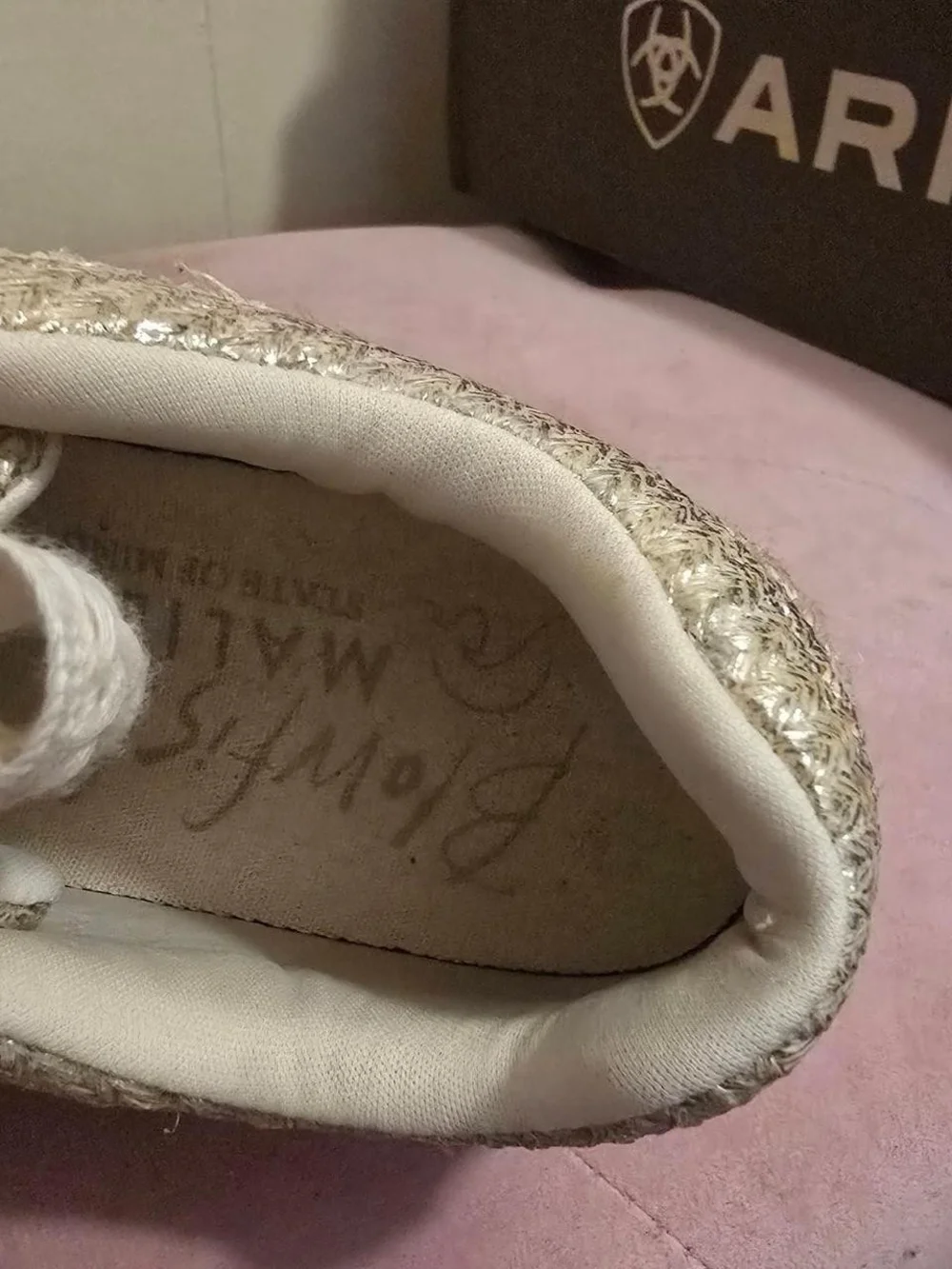 Womens Metallic Textured Lace-Up Sneakers Espadrille Look